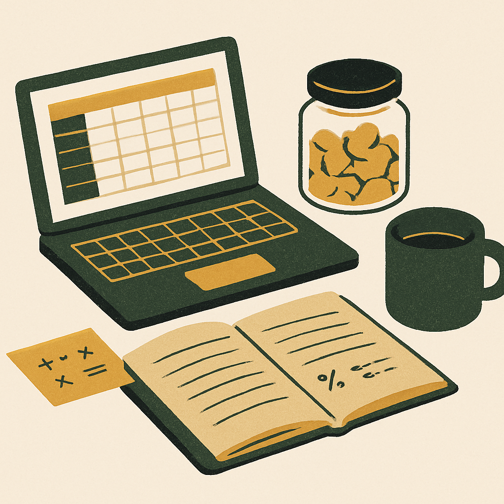 Production tracking spreadsheet showing batch cost allocation for handmade sellers
