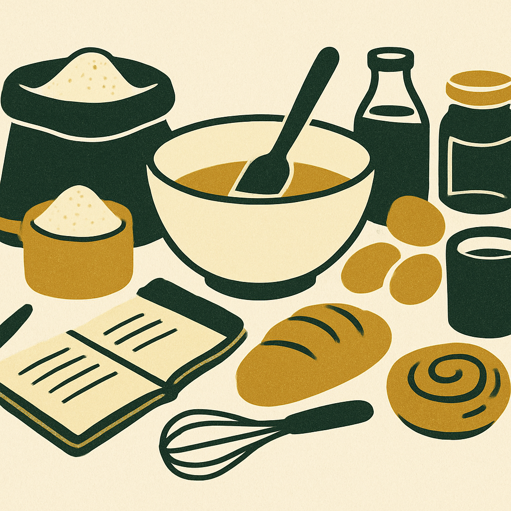 handmade bakery products laid out with bill of materials cost calculation notes